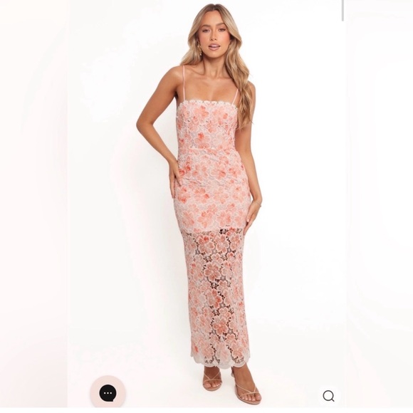 Petal & Pup Dresses & Skirts - Petal & Pup Peach Floral Lace Maxi Dress